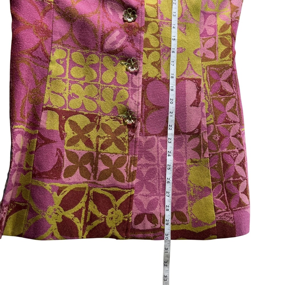 Vintage Y2K Psychedelic Floral Blazer‎ 90s Mod Retro Pink Green Statement Jacket - Picture 5 of 12